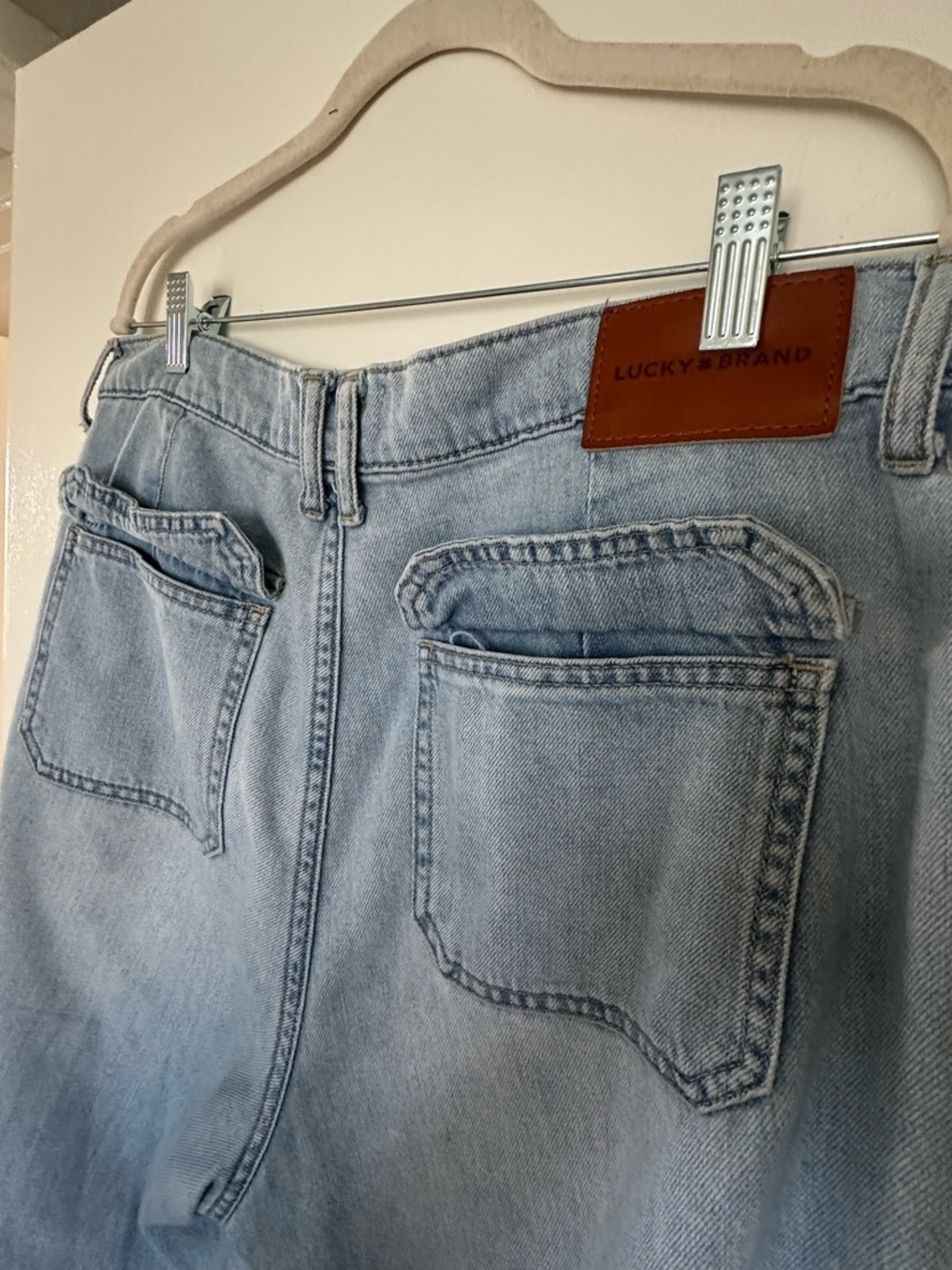 Lucky Vintage Wide Leg Jeans 12 31 Light Wash High Rise Utility - Picture 5 of 10
